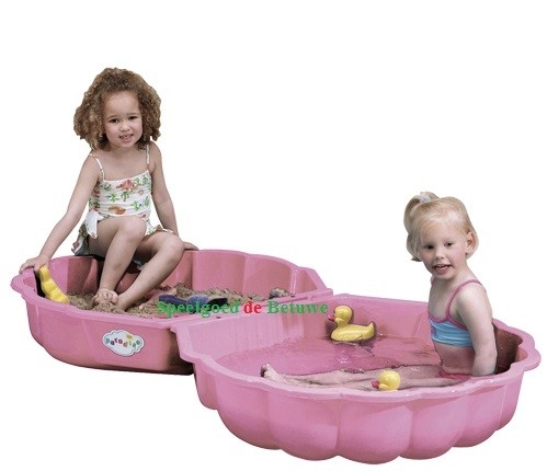 Zandbak schelp roze met deksel 2 delig speelgoed