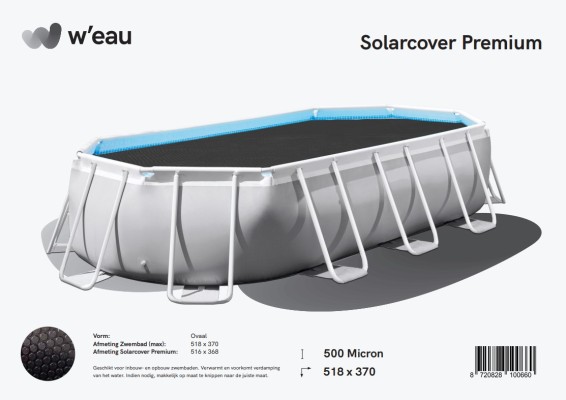 Zwembad solarzeil ovaal 519 x 314 cm zwart - verwarmt water 3-5&deg;C
