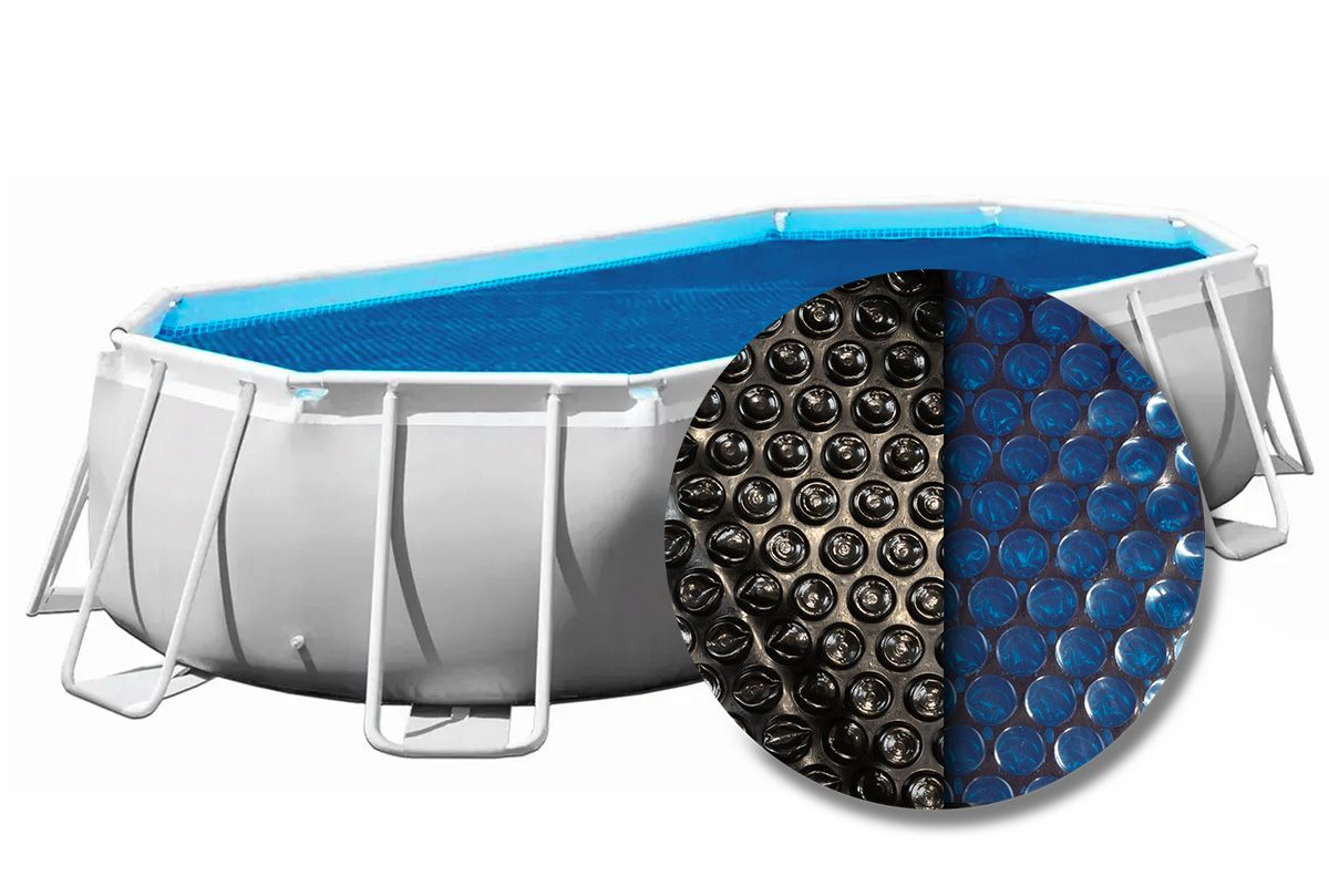 Zwart solar zwembadzeil ovaal 915 x 460 cm - W'eau Premium