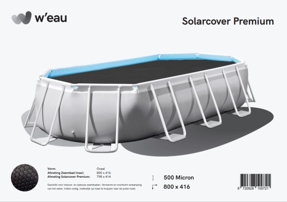 Solarzeil ovaal zwembad 800x416 cm warmte-isolerend zwart w'eau