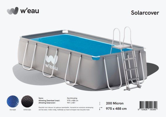 Solarzeil zwembad rechthoekig 975x488 cm zwart/blauw - verwarmt tot 5&deg;C