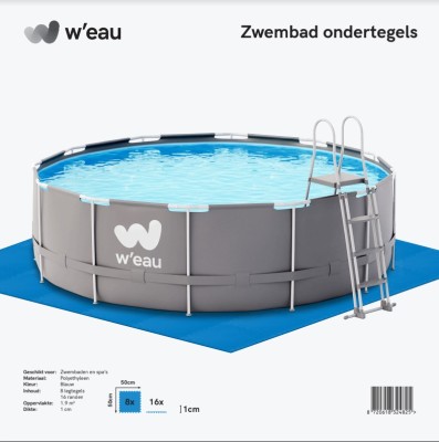 W'eau Zwembad Ondertegels Blauw 50x50x1cm - 8 Stuks