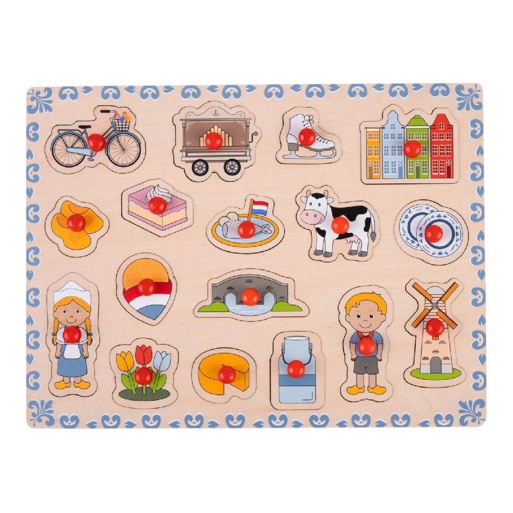 Houten Knopjespuzzel Holland 30x22.5cm