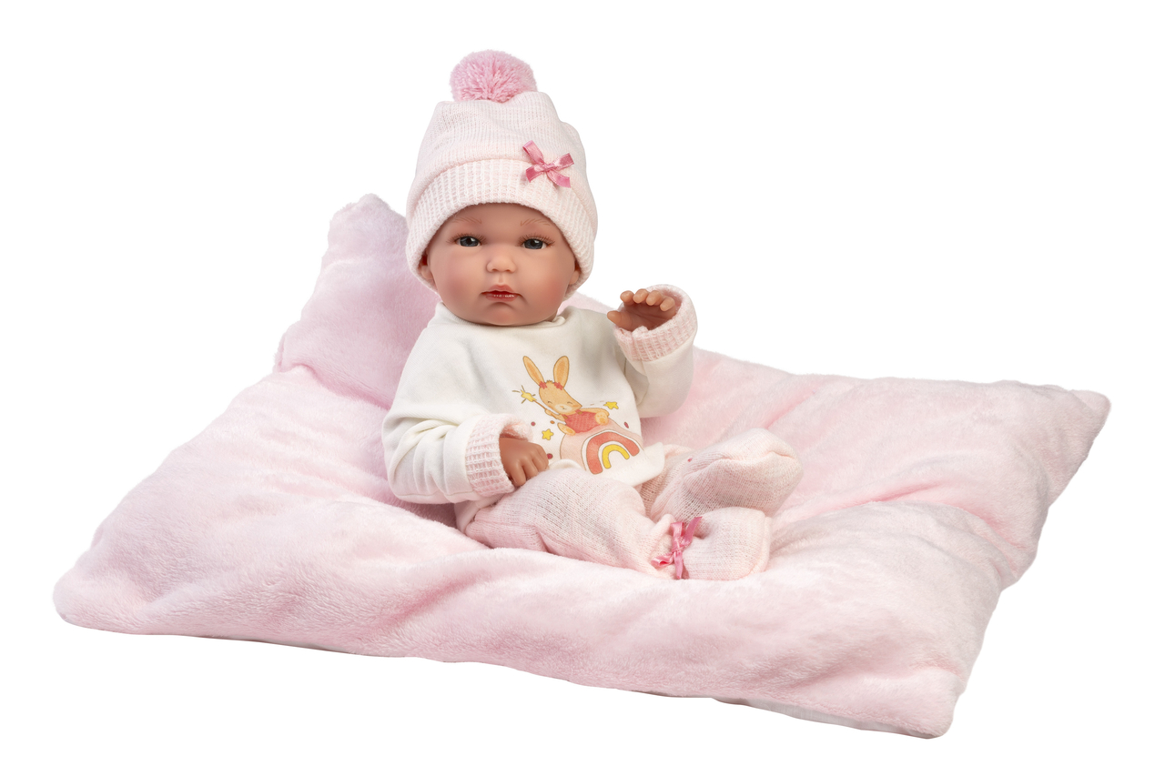 Llorens Babypop Bimba 35 cm met Kussen, Roze Muts en Konijntjesoutfit