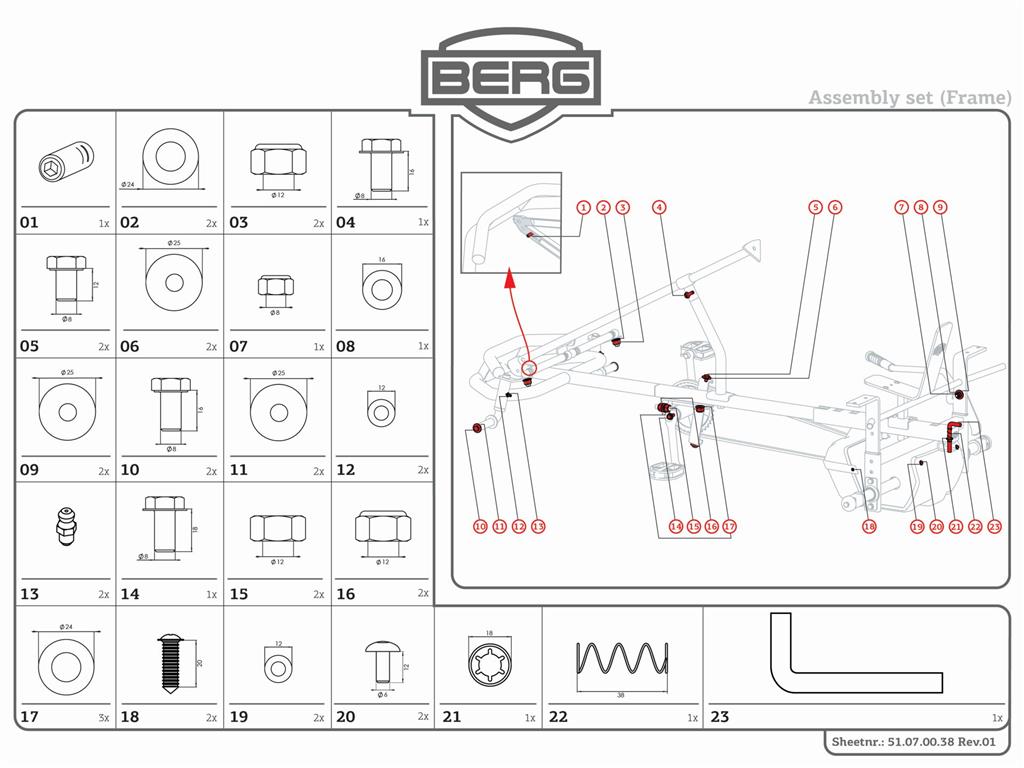 BERG-Onderdeel Skelter - XL Frame - Assembly set for frame box