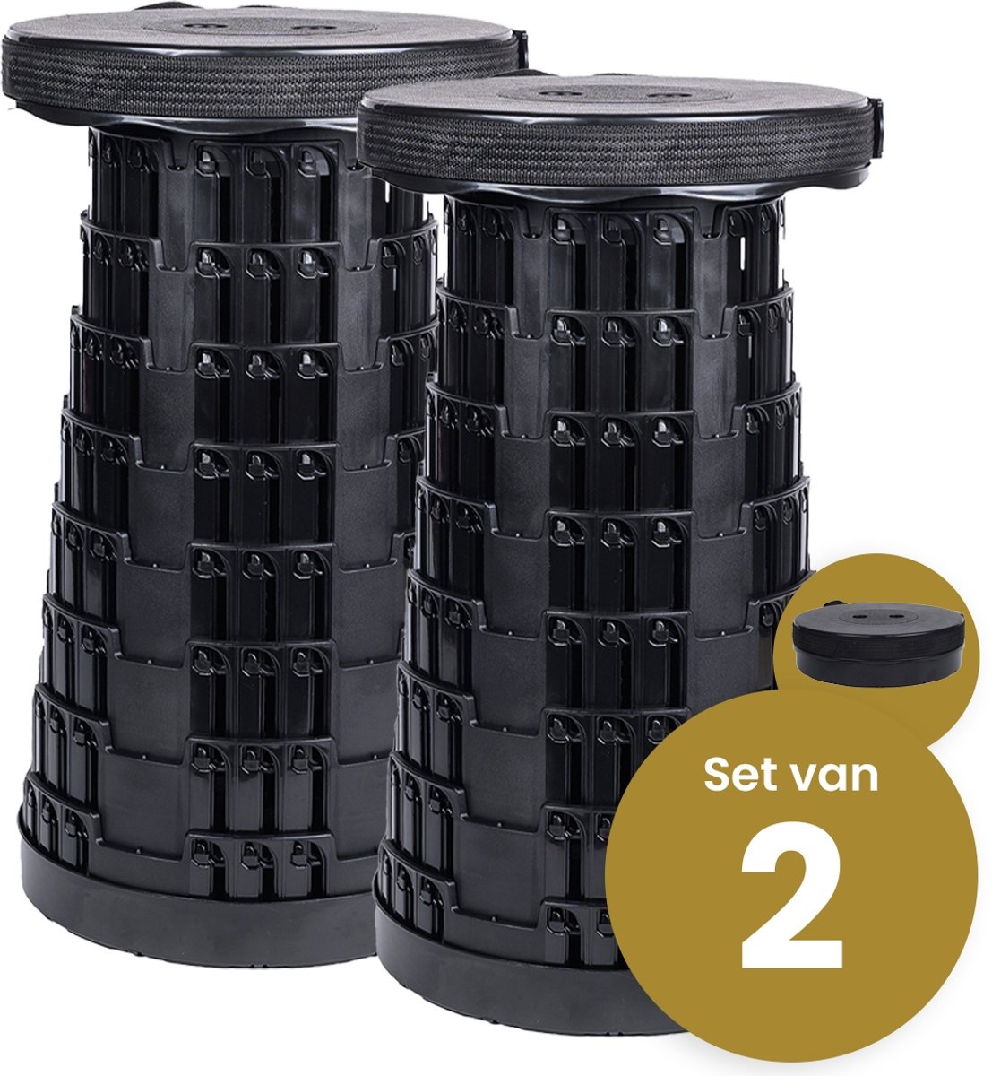 Alora Opvouwbare kruk extra strong zwart per 2