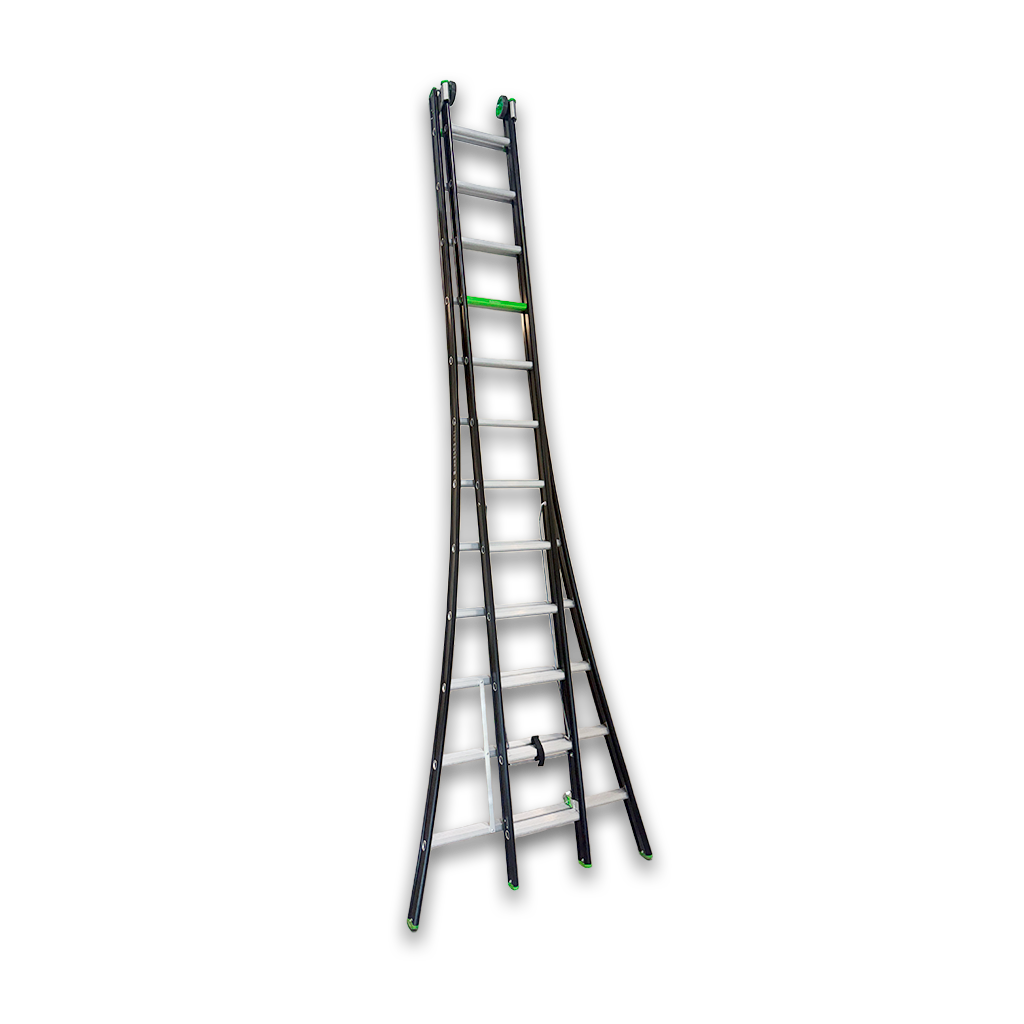 Reformladder 2x12 sporten - schuifladder en A-ladder in &eacute;&eacute;n (7,15m)