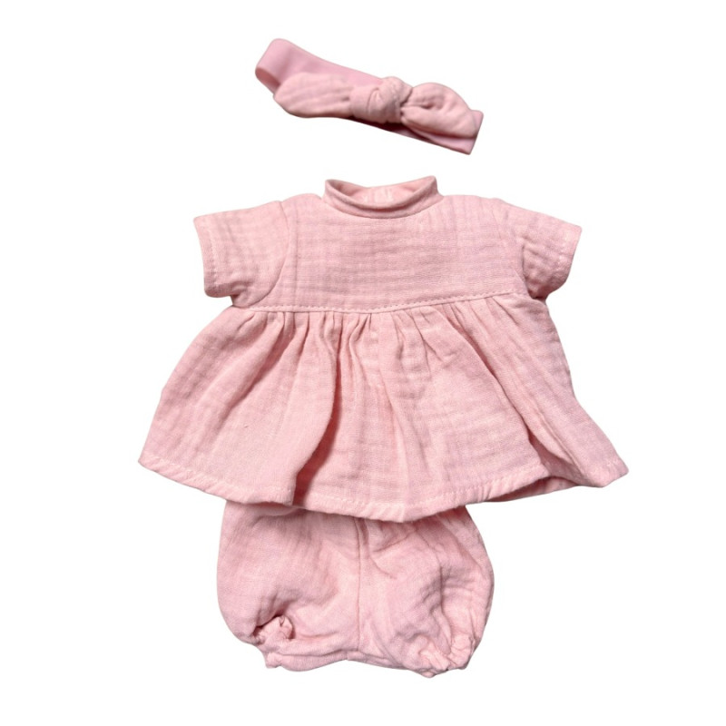 Poppenkleding Paola Reina 34-36 cm lichtroze jurk met haarband