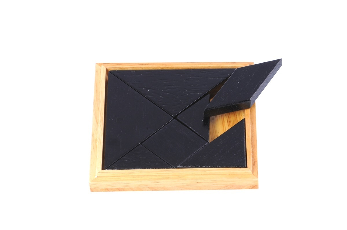 Tangram in doosje 13 x 13 cm - Blank hout
