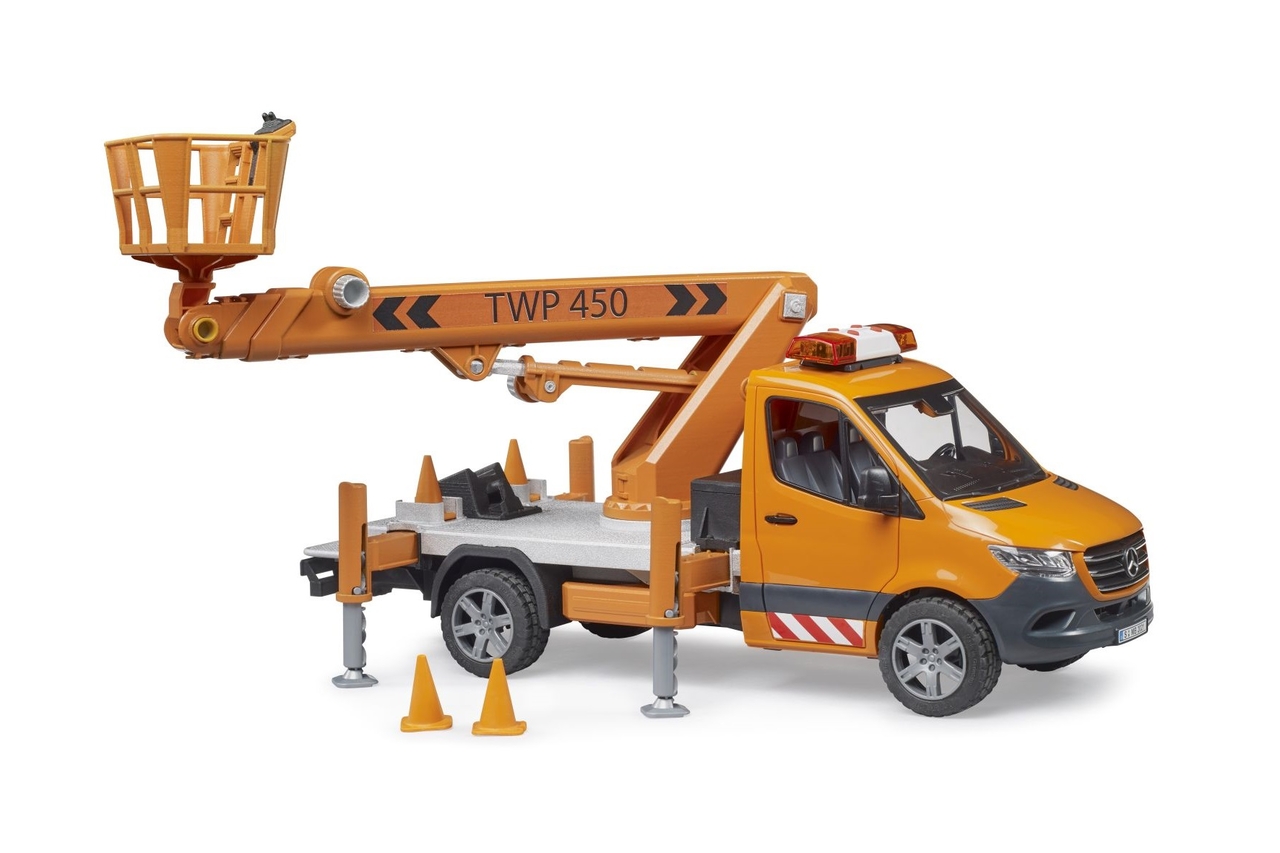 Bruder MB Sprinter platte wagen licht en geluid (02679)