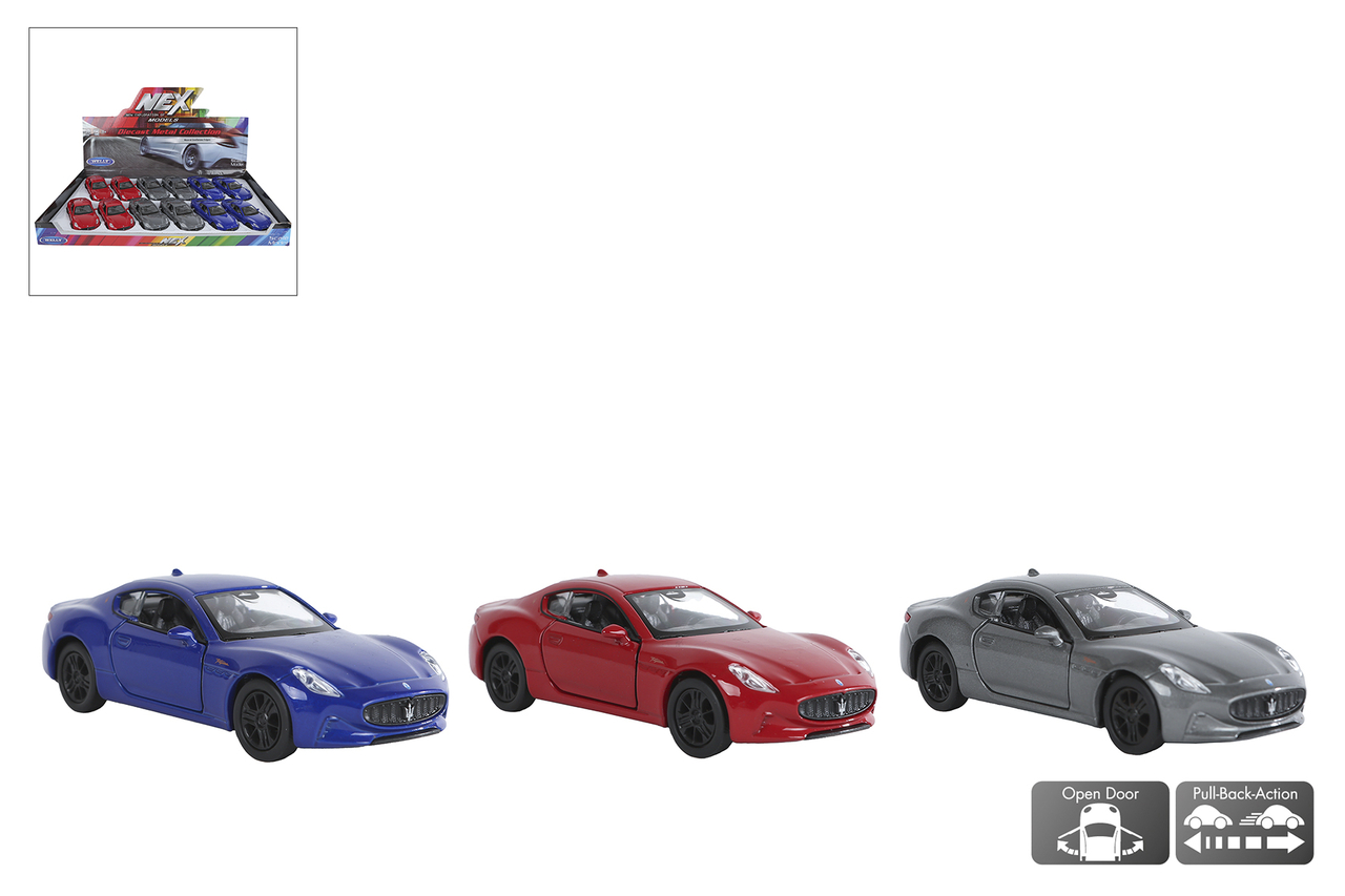 Welly Maserati Gran Turismo Folgore die-cast pull-back &ndash; 12 cm &ndash; diverse uitvoeringen