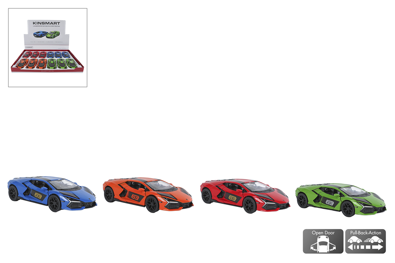 Kinsmart Lamborghini Revuelto die-cast pull-back &ndash; 13 cm &ndash; diverse uitvoeringen