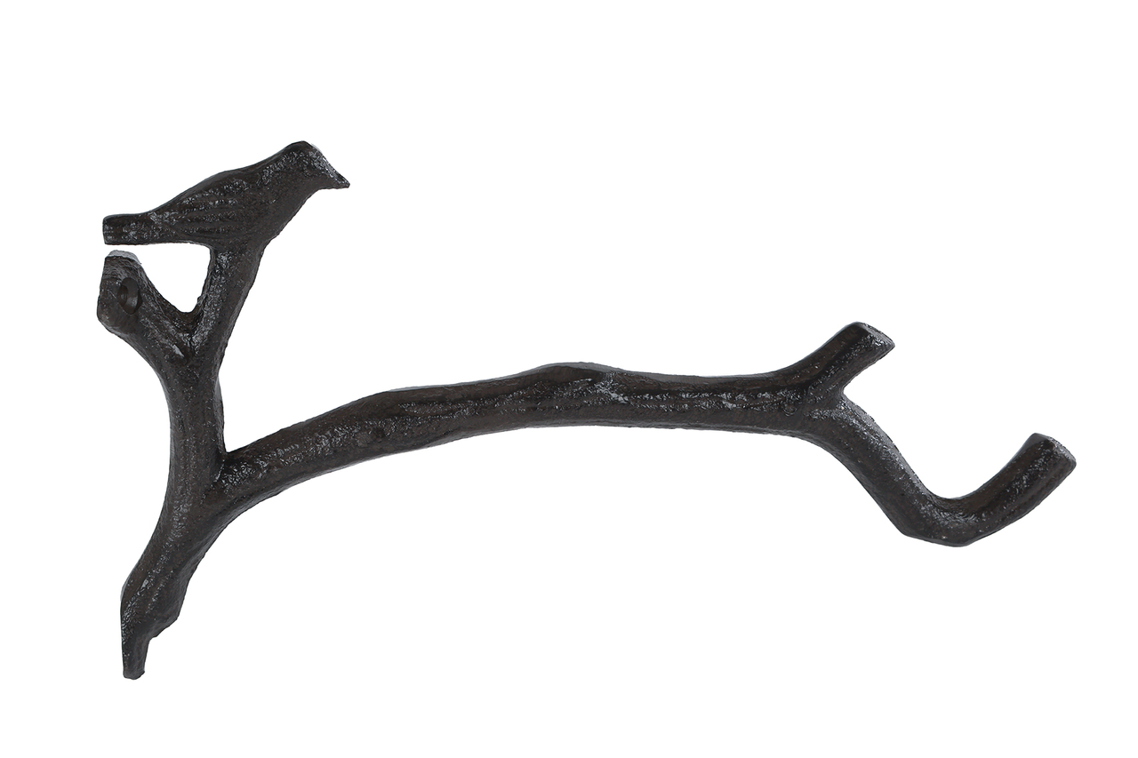 Wandhaak Vogel op Tak &ndash; bruin &ndash; metaal &ndash; 24,5 &times; 3 &times; 14,5 cm