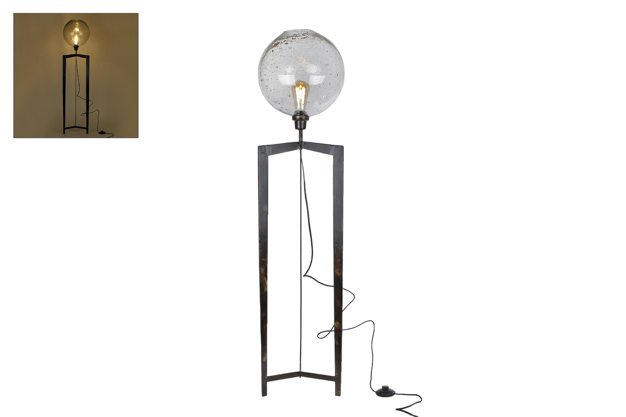 Staande lamp Melle &ndash; bruin &ndash; glas/metaal &ndash; 30 &times; 30 &times; 135 cm