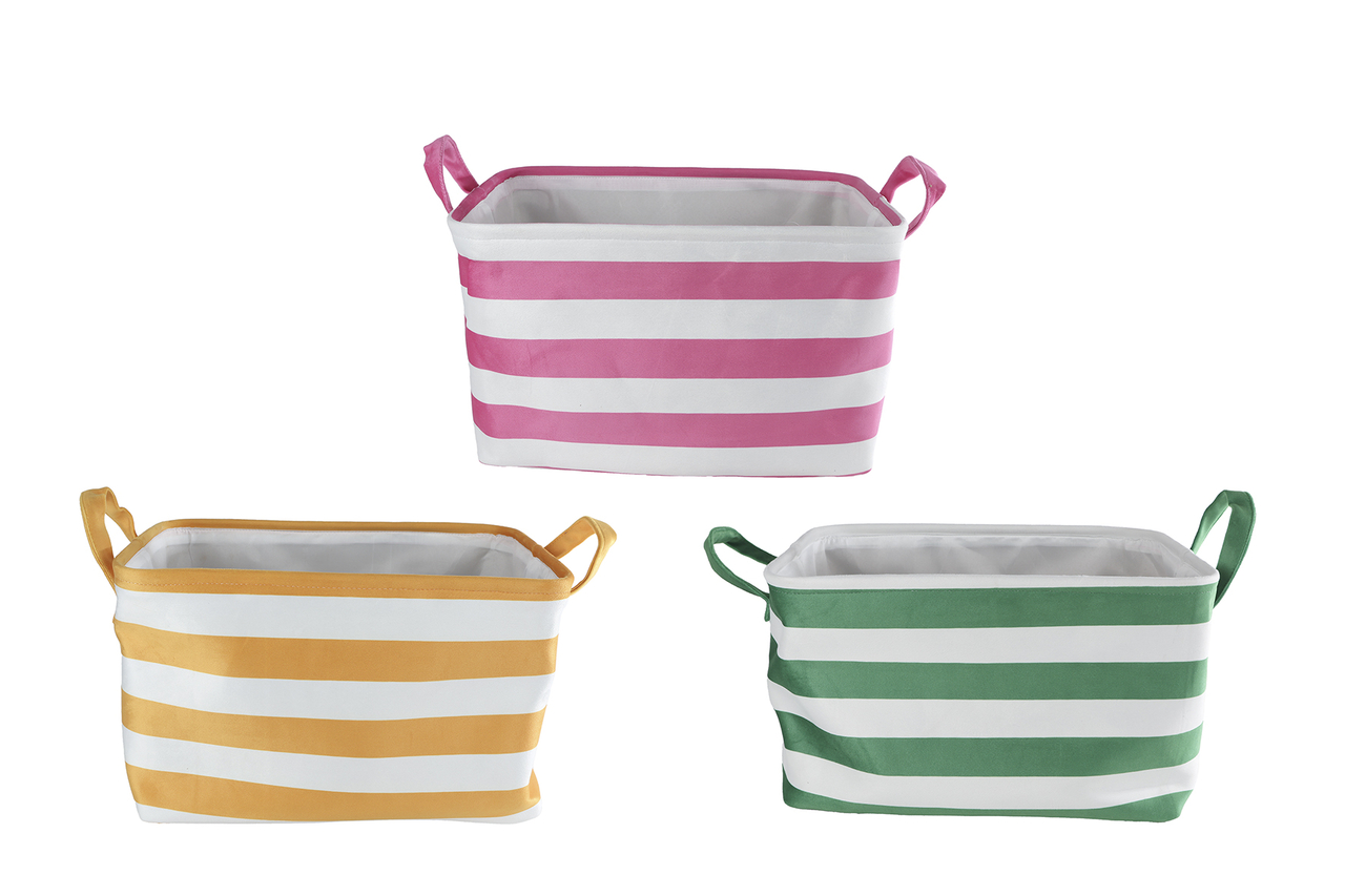 Opbergmand Be Happy &ndash; roze/geel/groen 40 &times; 26 &times; 24c &ndash; polyester &ndash; diverse uitvoeringen