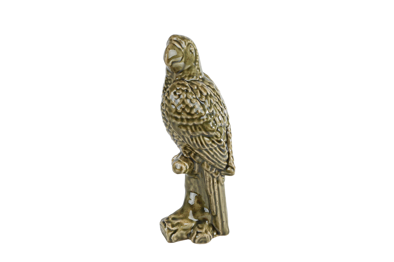 Decoratieve sculptuur Papegaai &ndash; groen &ndash; aardewerk &ndash; 9,5 &times; 8,5 &times; 23 cm