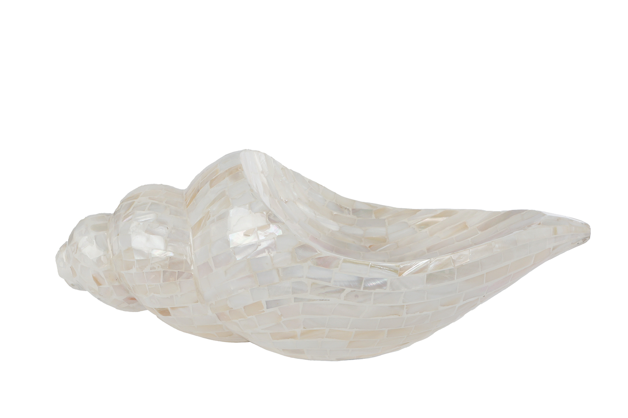 Decoratie schaal Snail Cover &ndash; met schelpen mozaiek parelmoer &ndash; aardewerk &ndash; 51 &times; 20 &times; 19 cm