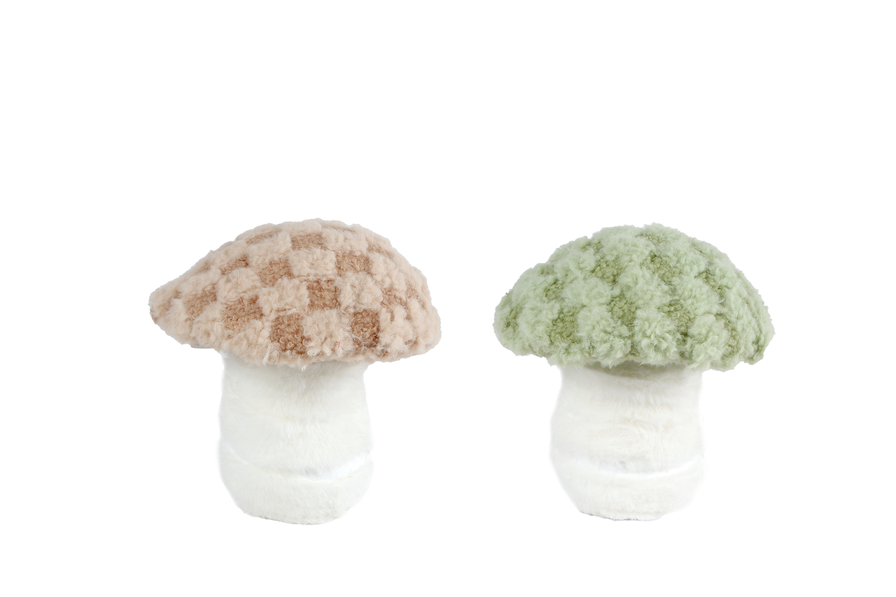 Decoratie Mushroom &ndash; bruin/groen &ndash; kunststof/polyester &ndash; 18 cm &ndash; diverse uitvoeringen