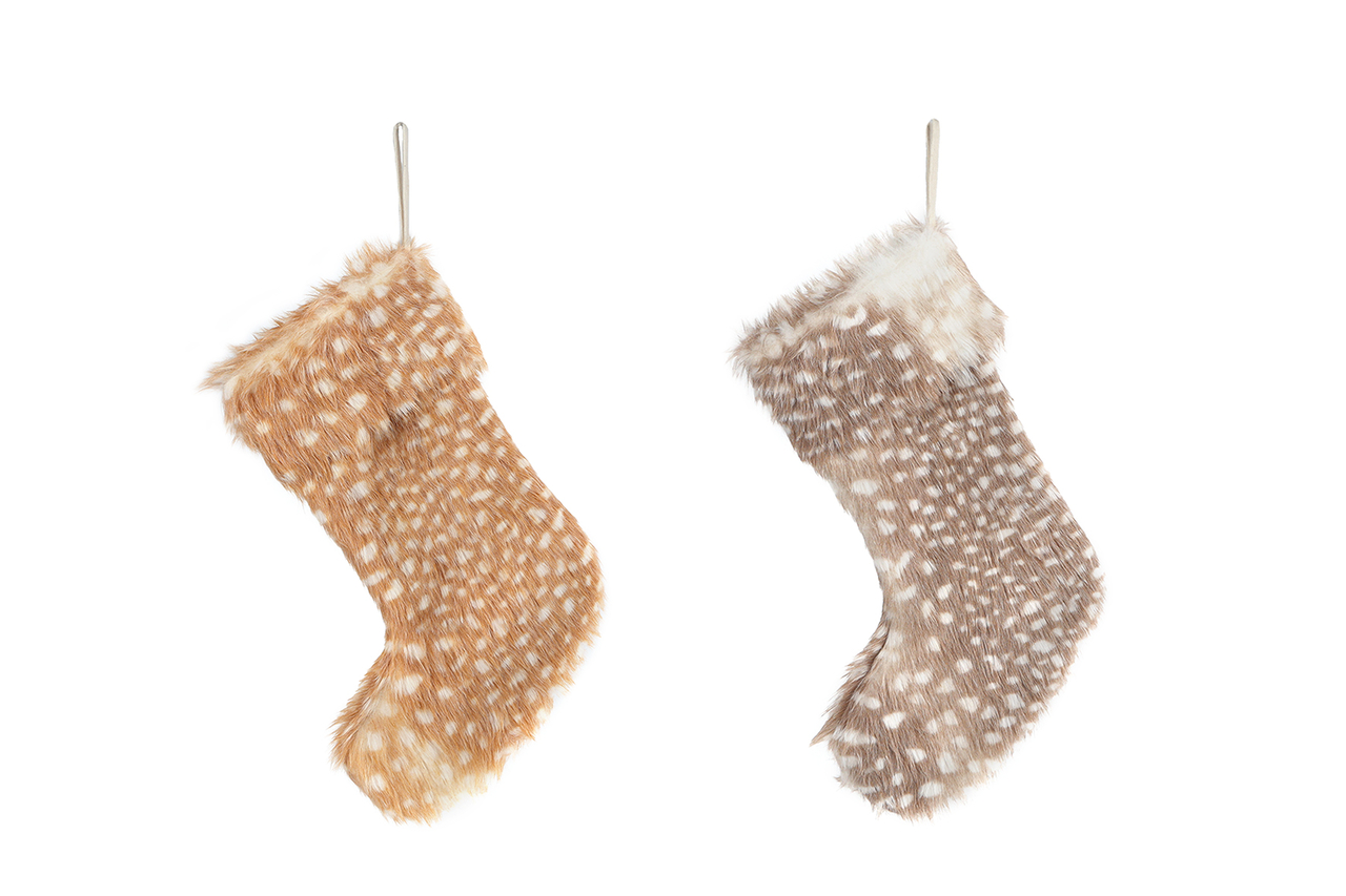 Decoratie Kerstsok &ndash; bruin/beige &ndash; polyester &ndash; 25 &times; 35 &times; 1 cm &ndash; diverse uitvoeringen