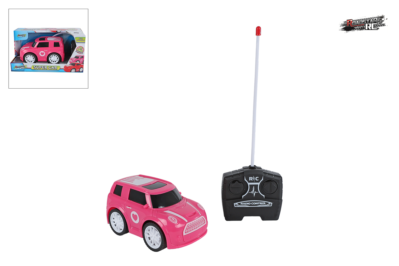 Roadstar radiografisch bestuurbaar auto 27MHZ roze &ndash; 13,5 cm