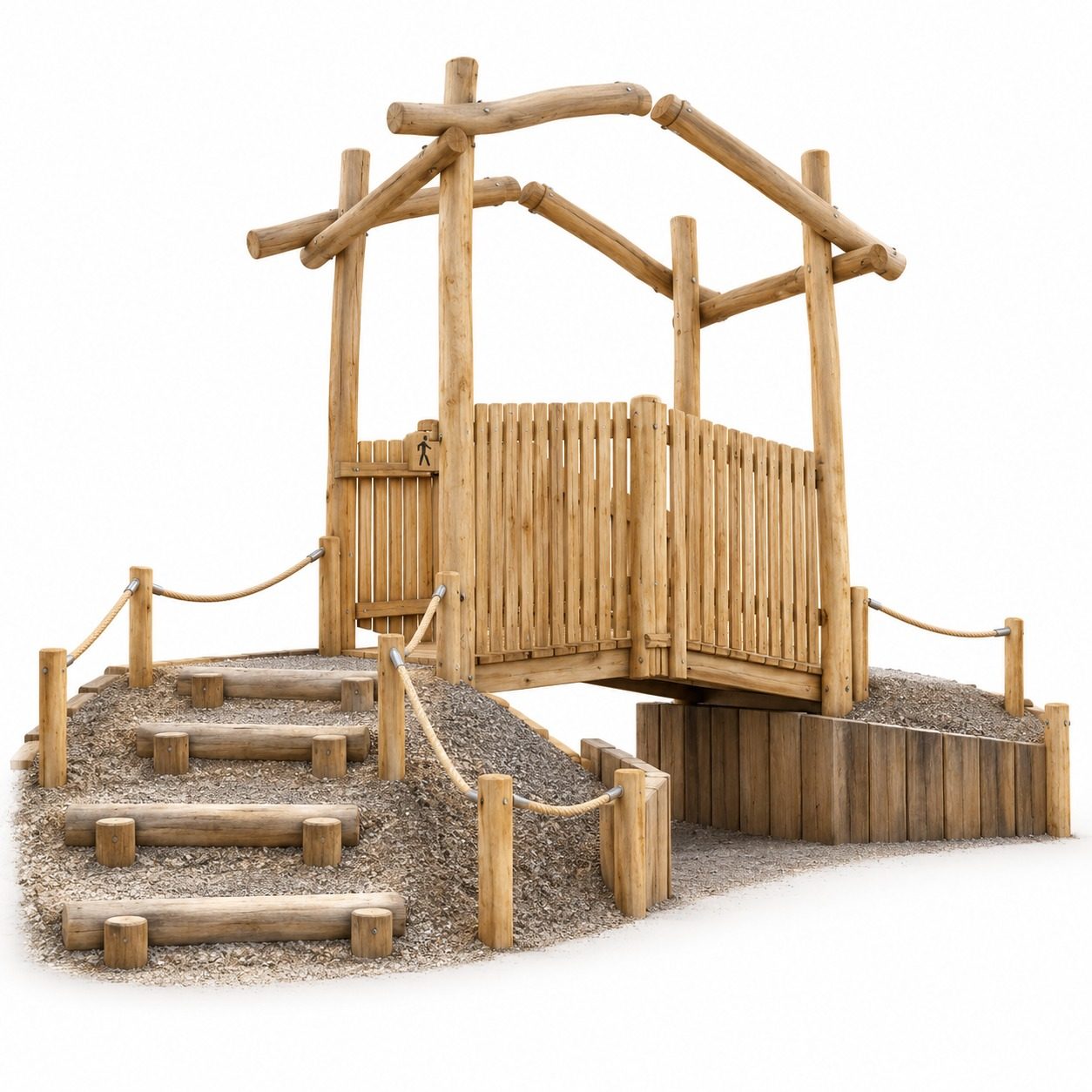 Robinia ophaalbrug met keerwand &ndash; voor openbaar gebruik - witte achtergrond