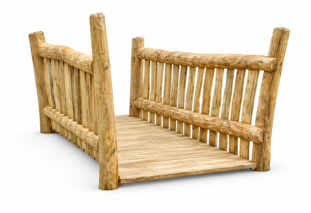 Robinia Wandelbrug met Balustrade &ndash; RS3104 &ndash; voor openbaar gebruik - witte achtergrond