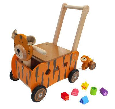 I'M Toy Loop/Duwwagen En Sorter Tijger Met Mini Tijger Trekfiguur