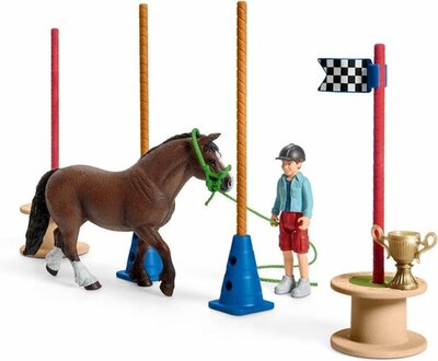 Schleich Pony'S Behendigheidstraining 42482 - Paard Speelfigurenset - Farm World - 26 X 30 X 15 Cm