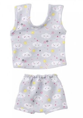 Poppenondergoed, Grijs Met Wolkjes (Mt 30-33)