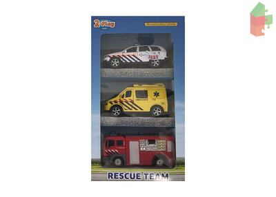 2-Play - Rescue Team - Politie, Brandweer En Ambulance - Met Licht En Geluid - 3 Stuks - 11 Cm