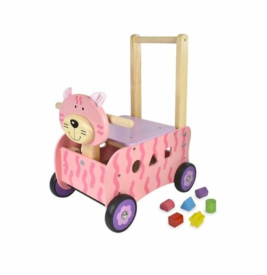 Loop/duwwagen en sorter kat roze