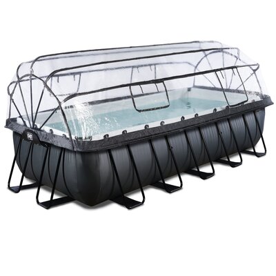 Zwembad Exit Frame Pool 5.4X2.5X1.22M (12V Zandfilter) Black Leather Style + Overkapping