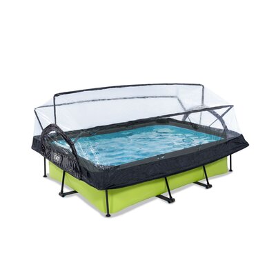 Zwembad Exit Frame Pool 220X150X60Cm (12V Cartridge Filter) Lime + Overkapping