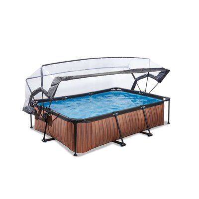 Zwembad Exit Frame Pool 220X150X60Cm (12V Cartridge Filter) Timber Style + Overkapping
