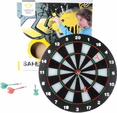 Kinder Safety Dartbord Incl. 6 Darts,  42 Cm. Inclusief 2 Sets 18 Gram Softip Darts