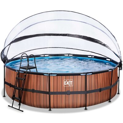 Zwembad Exit Frame Pool Afmeting 488X122Cm (12V Zandfilter) Timber Style + Overkapping