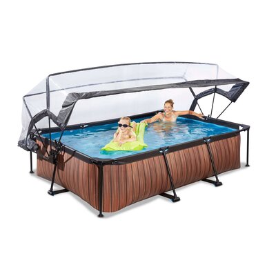 Zwembad Exit Frame Pool 300X200X65Cm (12V Cartridge Filter) Timber Style + Overkapping