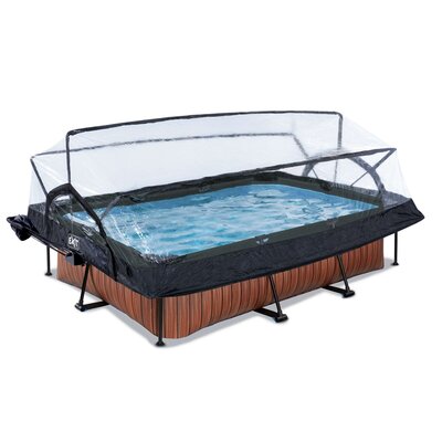 Zwembad Exit Frame Pool 300X200X65Cm (12V Cartridge Filter) Timber Style + Overkapping + Zonnedak