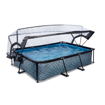 Zwembad Exit Frame Pool 300X200X65Cm (12V Cartridge Filter) Stone Grey + Overkapping