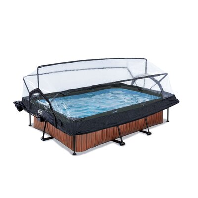 Zwembad Exit Frame Pool 220X150X60Cm (12V Cartridge Filter) Timber Style + Overkapping + Zonnedak