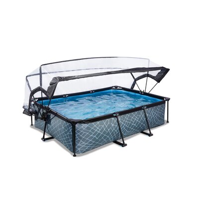 Zwembad Exit Frame Pool 220X150X60Cm (12V Cartridge Filter) Stone Grey + Overkapping