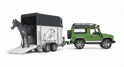 Bruder Land Rover Defender Met Paardentrailer
