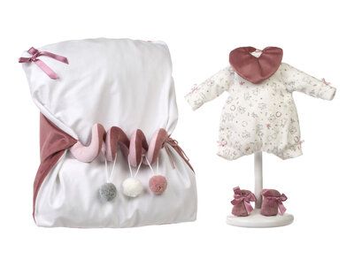 Llorens kledingset en speelkussen Mimi roze voor poppen van 42 cm