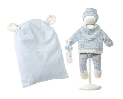 Llorens kledingset en accessoires Nico blauw voor poppen van 40 cm