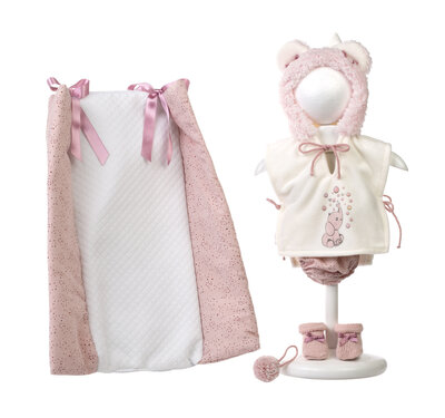 Llorens kledingset en accessoires Osito roze voor poppen van 35 cm