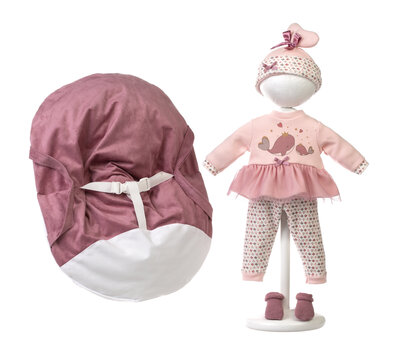 Llorens kledingset en accessoires Mimi roze voor poppen van 42 cm
