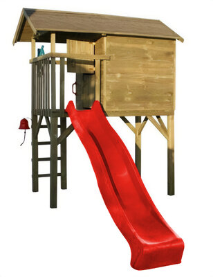 Prestige Garden houten speelhuis met rode glijbaan - Amsterdam