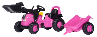 Rolly Toys Kid Junior roze met voorlader en aanhanger