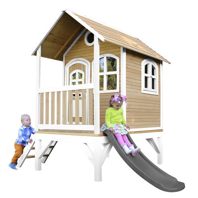 AXI Tom Speelhuis Bruin/wit - Grijze glijbaan