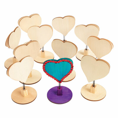 Colorations - Houten Notitiehouder Hart, Set van 12